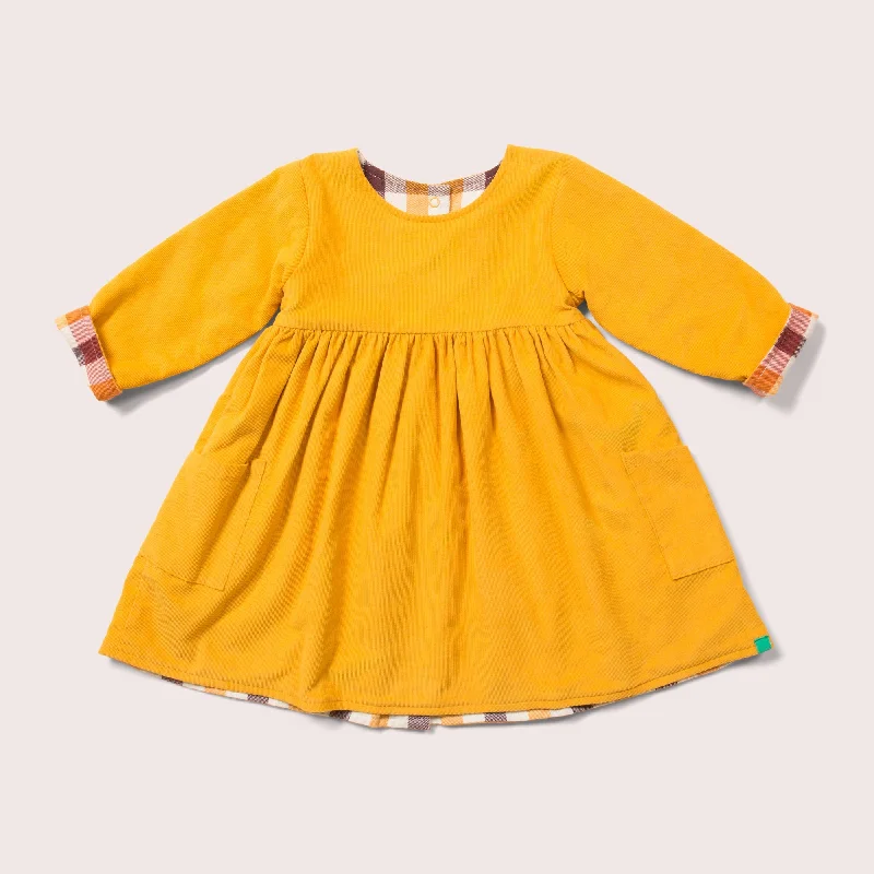 Gold Day After Day Reversible Corduroy Pocket Dress