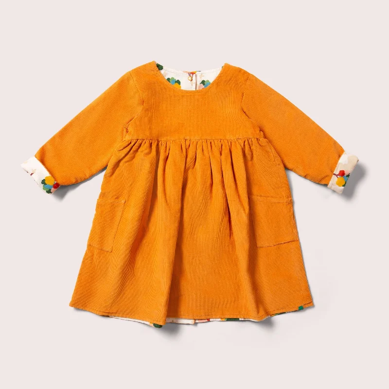 Golden Ochre Reversible Corduroy Pocket Dress