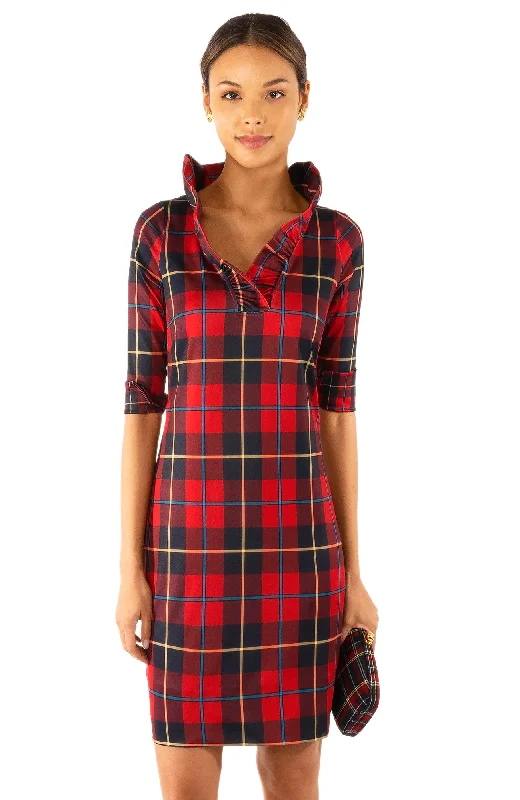 Gretchen Scott Jersey Ruffneck Dress Plaidly Cooper