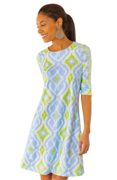 Gretchen Scott Swinger Dress Kitt Ikat Periwinkle/Lime