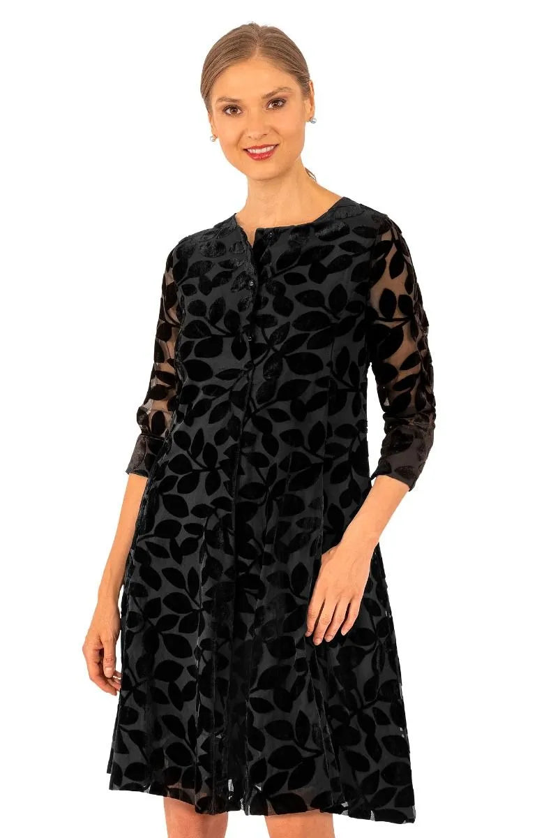 Gretchen Scott Ursula Dress Luxe Leaf Velvet Black