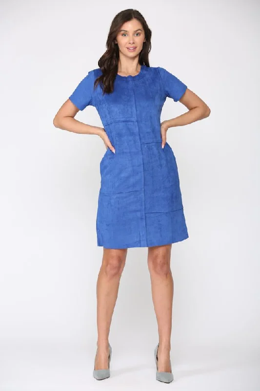 JOH Audrey Suede Dress Cobalt