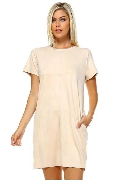 JOH Audrey Suede Dress Cream