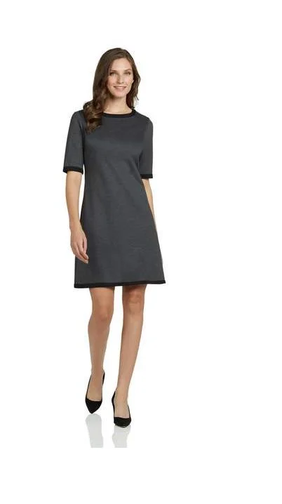 Jude Connally Louisa Dress  Ponte Knit Charcoal/Black