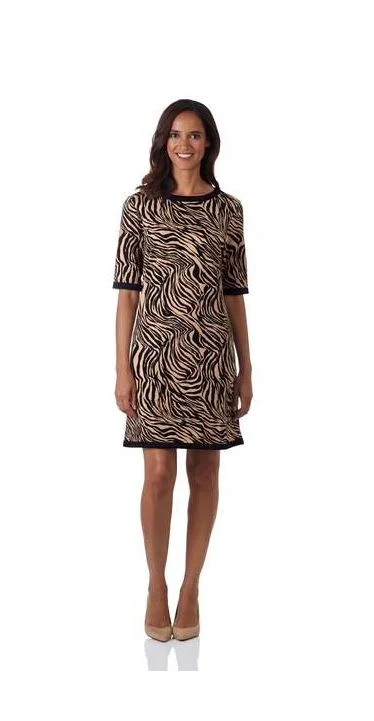 Jude Connally Louisa Ponte Knit Shift Dress Zebra