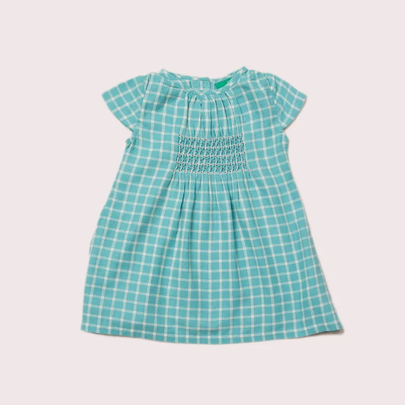 Blue Sky Check Smocked Floaty Dress