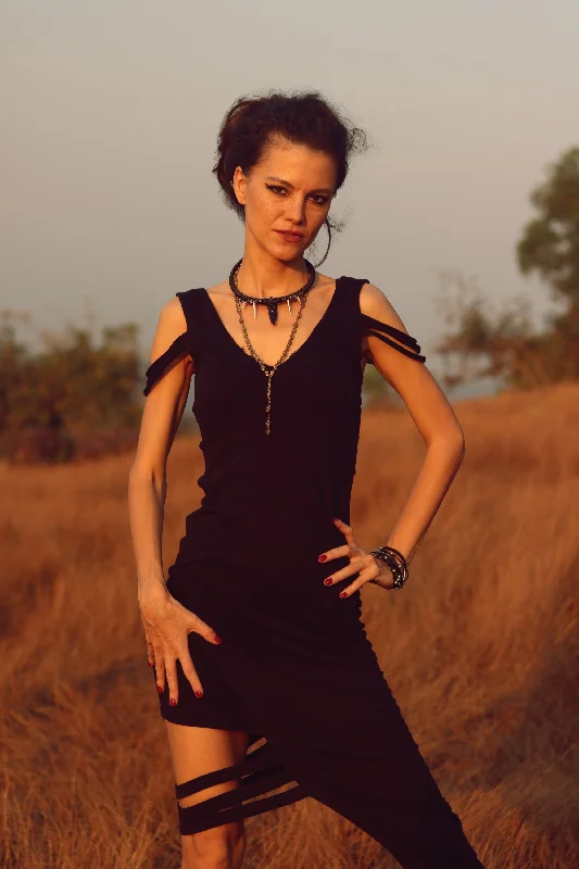 Asymmetrical Black Band dress