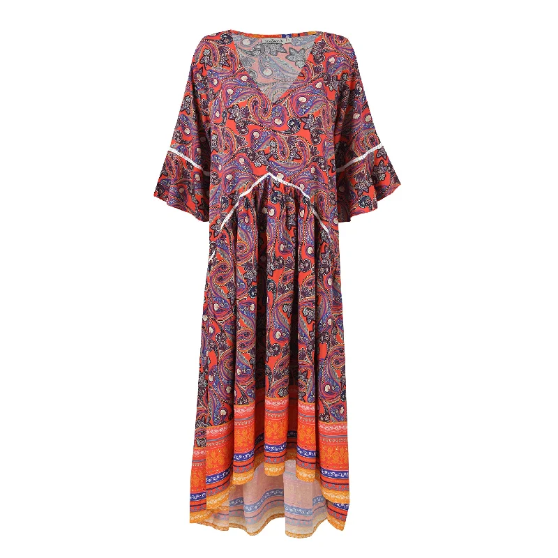 Paisley Breezy Summer Dress (Red)