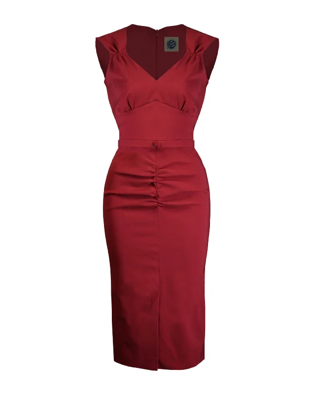 Rita Wiggle Dress in Wine Red