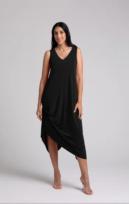 Sleeveless Drama Dress, Black