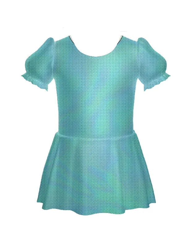 Solid Hologram Puff Sleeve Dress