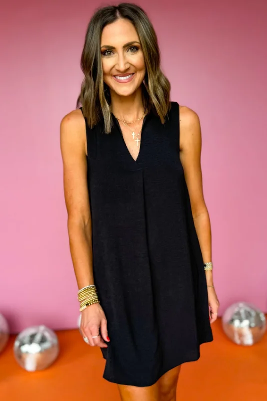 SSYS The Maggie Sleeveless Collared Crepe Dress In Black