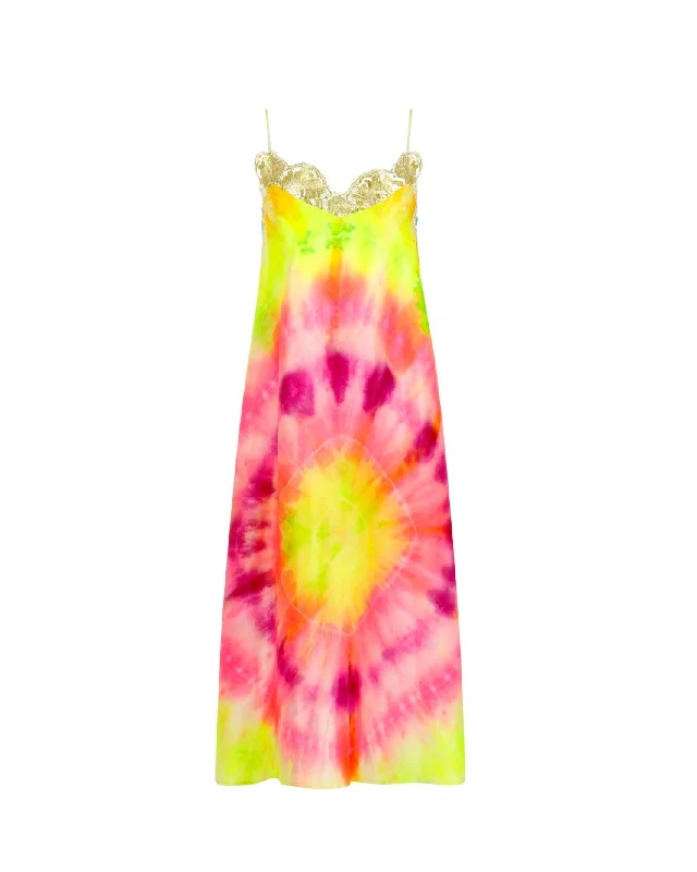 Technicolor Tie Dye Goddess Slip Dress