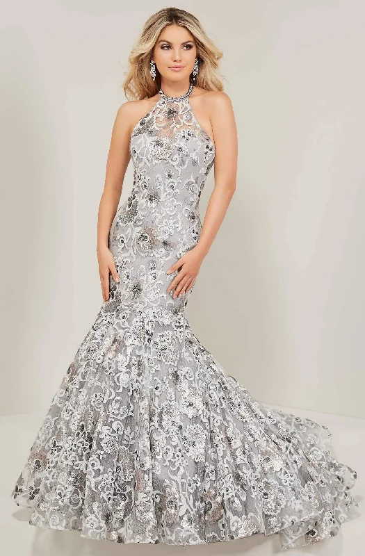 Tiffany Designs - 16366SC Sleeveless Floral Sequin Long Gown