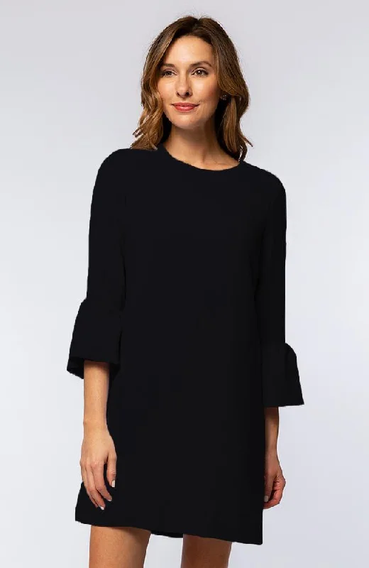 Tyler Boe Sydney Crepe Ruffle Sleeve Dress Black