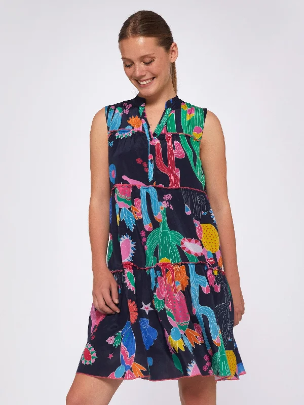 Vilagallo Isa Cactus Dress Navy