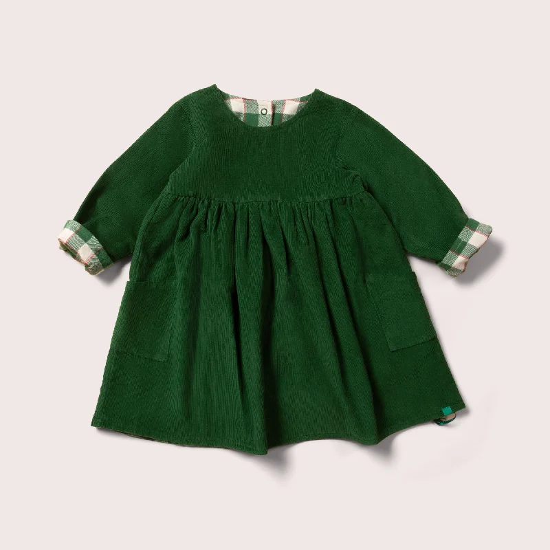 Vintage Green Reversible Corduroy Pocket Dress