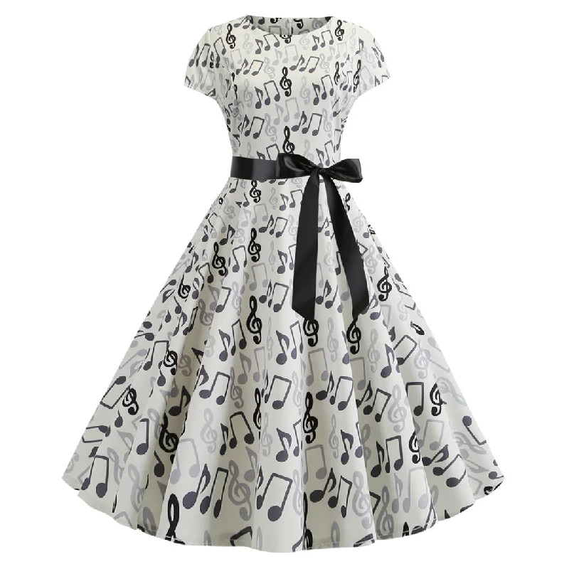 Vintage Music Note Dresses for Women