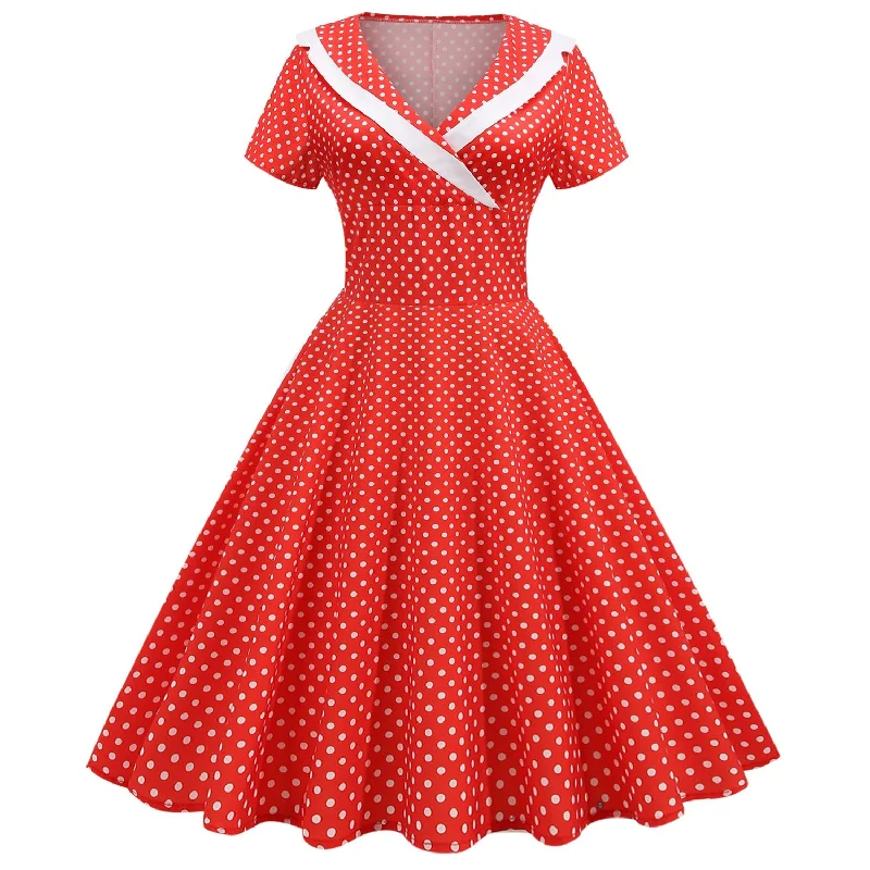 Vintage Polk Dot Women Dresses