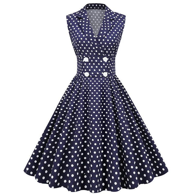 Vintage Sleeveless Polka Dot Dresses