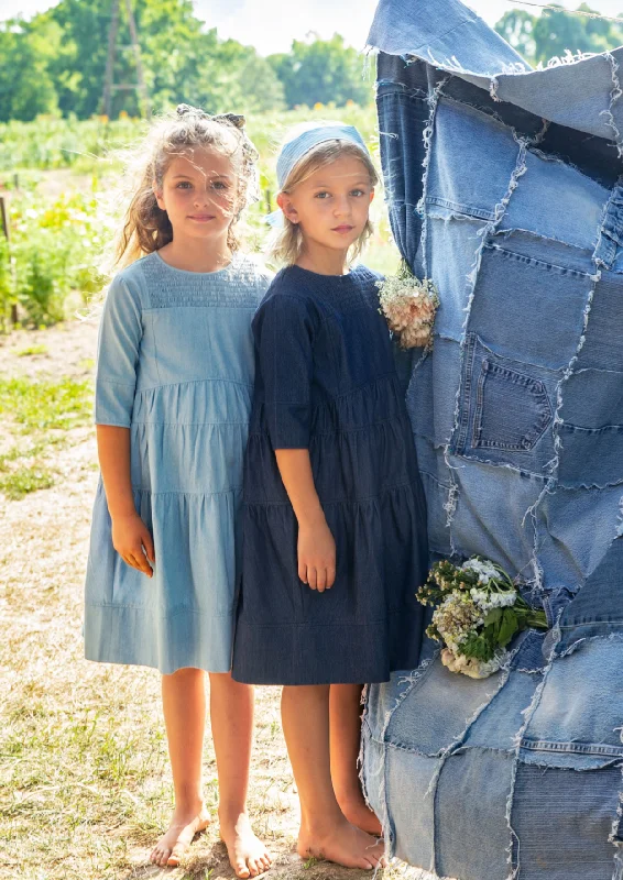 GIRLS DENIM CUT AND SEW SMOCK DRESS