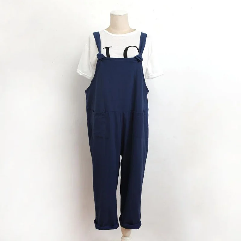 Plus Size Women Bandage Casual Baggy Jumpsuit Loose Linen Pants Harem Trousers Topic Overalls Romper