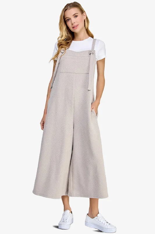 Lassy Textured Cropped Wide Leg Overall Pants PLUS