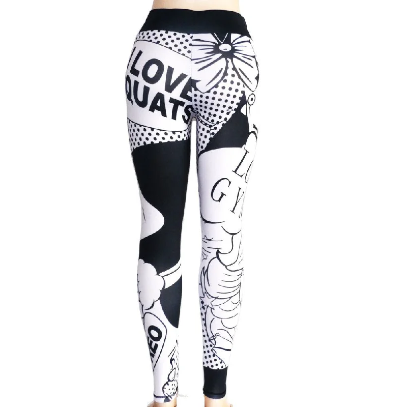 Leggings high Waist Slim Women sexy leggings Solid color Print the letter I LOVE SQUATS Fitness leggings Comics style Sweatpants