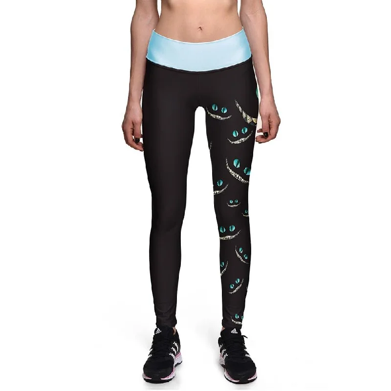 NEW 0014 Sexy Girl Alice in Wonderland Cheshire Cat Toothless Prints High Waist Workout Fitness Women Leggings Pants Plus Size