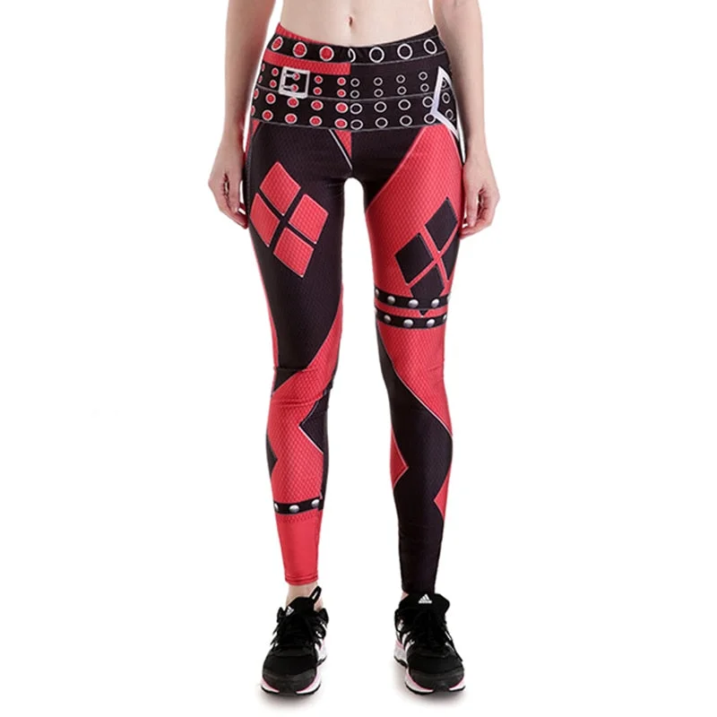 New 3848 Sexy Girl Chains Batman Harley Quinn Cospaly Printed Elastic Slim Fitness Workout Women Leggings Pants Plus Size