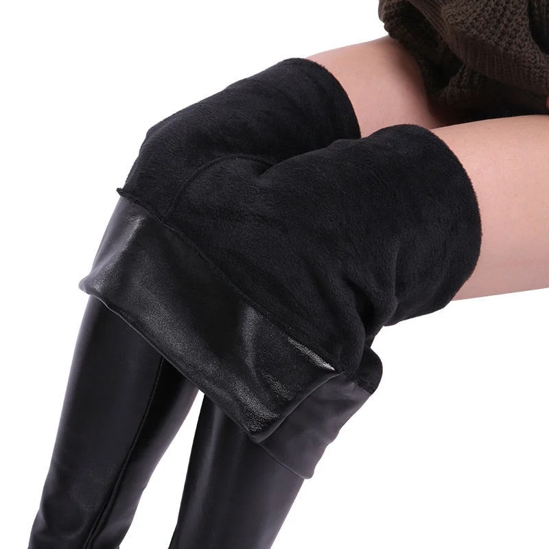 XS-5XL Winter Plus Size Leather Leggings Women Pants High Waist Warm Leggings Thick Velvet Women Leggins Push Up Legging