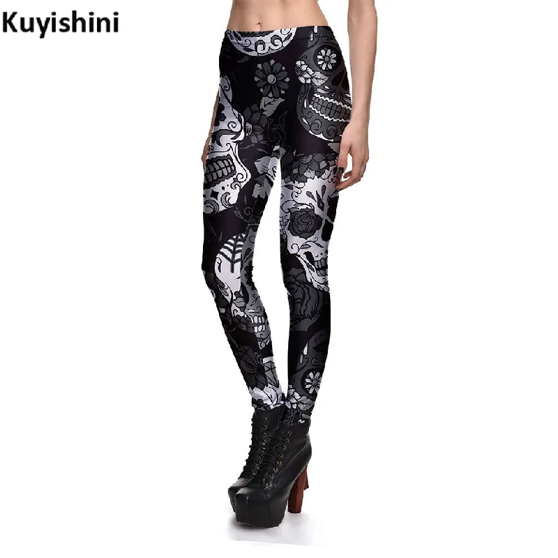 Plus Size 3XL 4XL Halloween 3D Print Flower Skeleton Sexy Women Legging Casual Punk Rock Leggins Adventure Time Pants Leggings