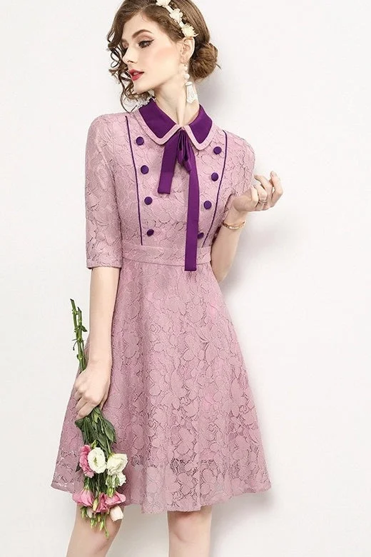 Lace Dress W/ Neck Ribbon