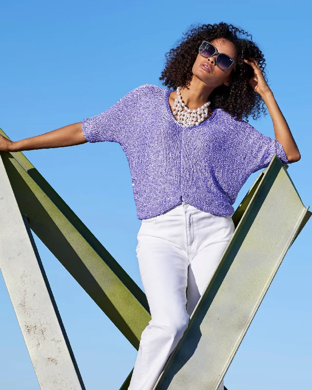 Sequin Effortless V Neck Sweater Violet Tulip