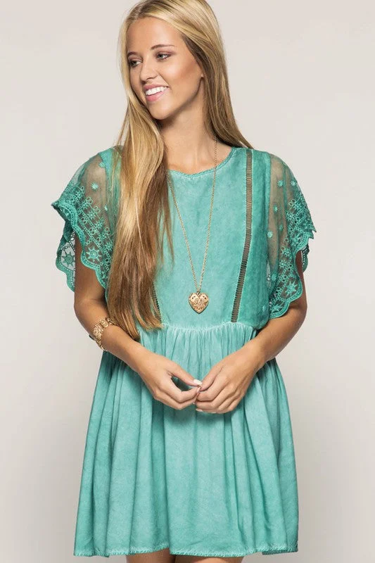 Swing Dress W/ Lace Sleeves