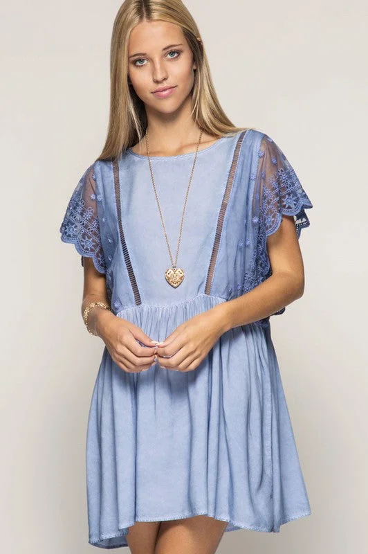 Swing Dress W/ Lace Sleeves