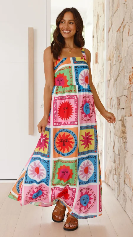 Amira Maxi Dress - Multi Colour Sun Print