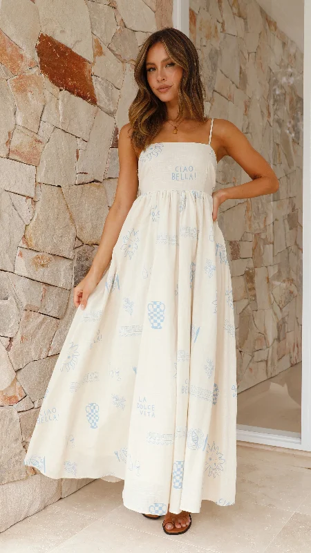 Yair Maxi Dress - Blue / Beige Ciao Bella