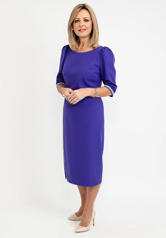 Gabriela Sanchez Crystal Detail Midi Dress, Purple