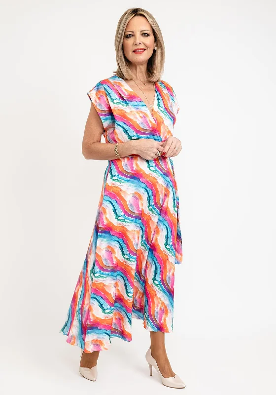 Lizabella V-neck Print Midi Dress, Multi Print