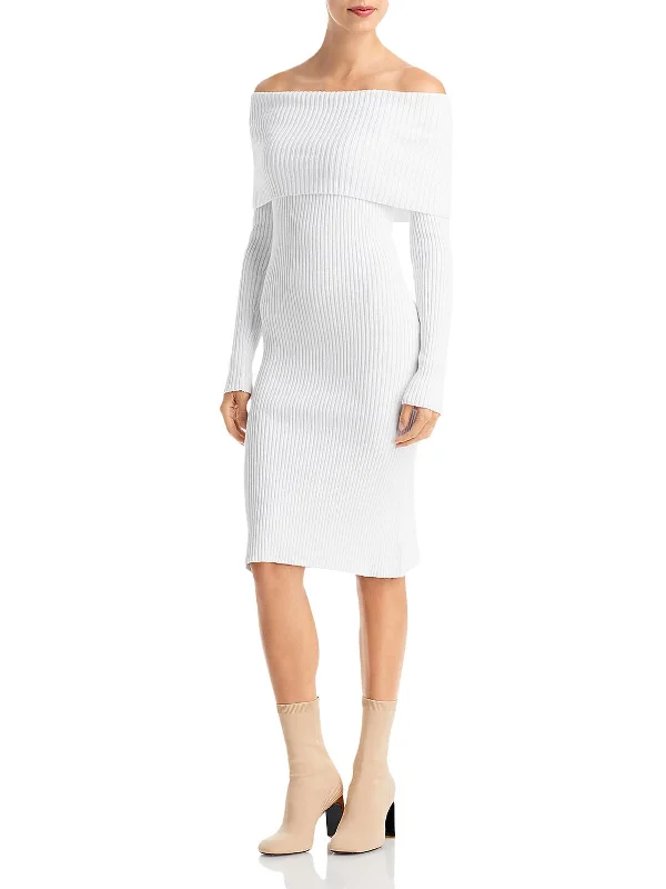 Womens Ribbed Midi Sweaterdress