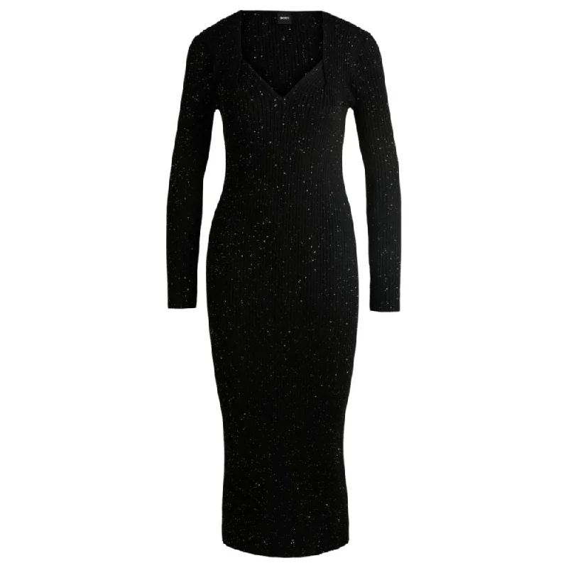 Long-sleeved knitted dress with sequin embellishments