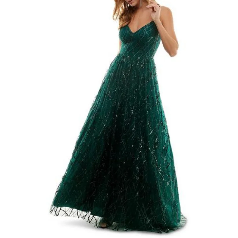 Womens Full Length Sequined Evening Dress