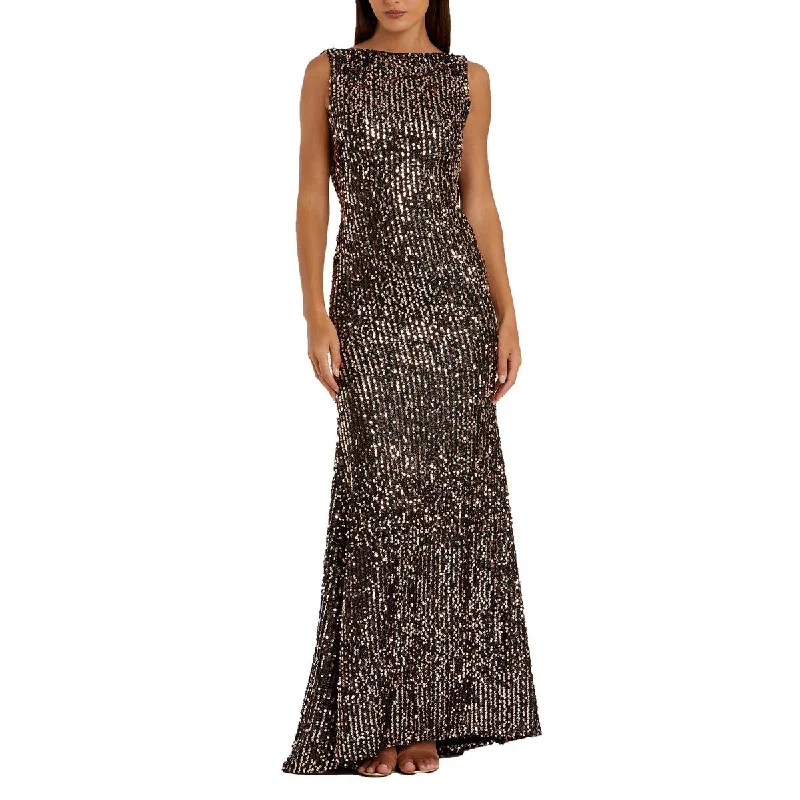 Womens Sequined Sleeveless Evening Dress