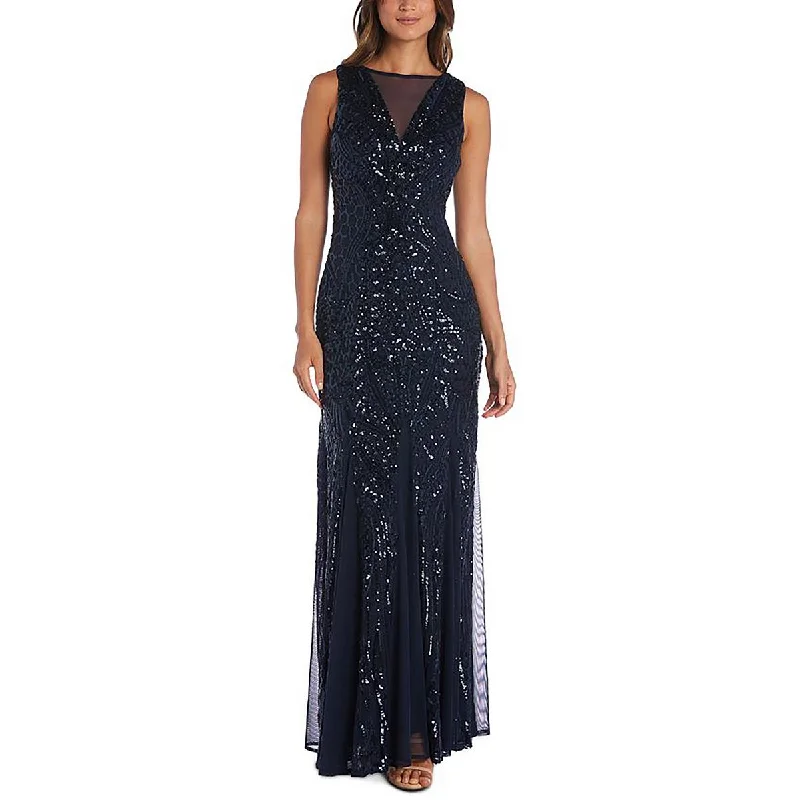 Womens Sequined V-Neck Evening Dress