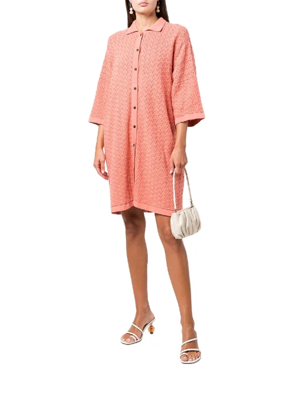 Lace Shirt Dress In Burnt Coral