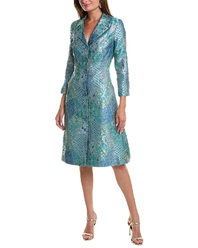 Teri Jon by Rickie Freeman Metallic Jacquard Shirtdress